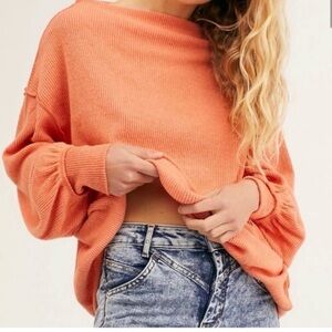We The Free Off-the-Shoulder Orange Sweater